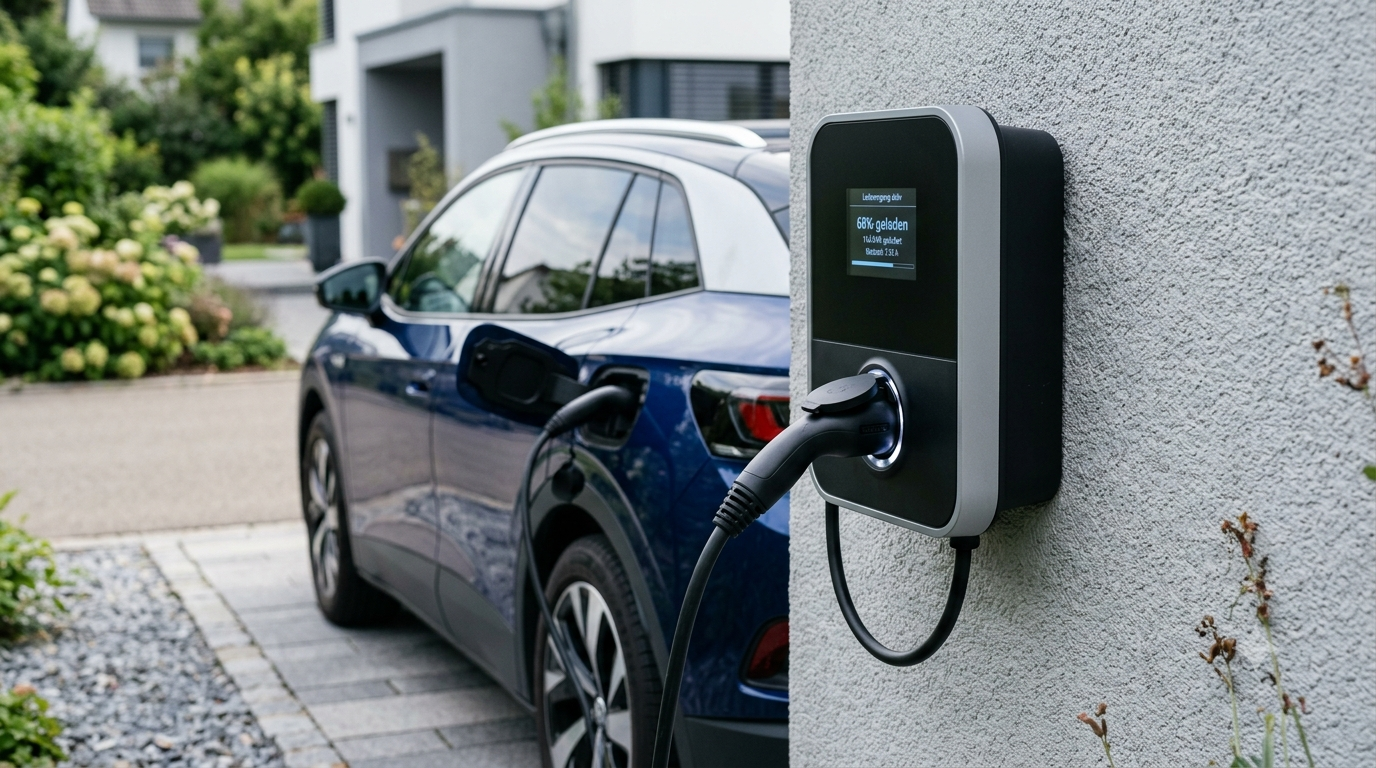 Wallbox Amortisation: Ladestation an der Hauswand lädt ein Elektroauto
