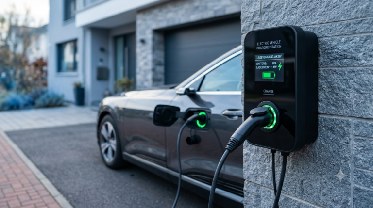 Wallbox-Förderung 2026: Ladestation mit aktivem Ladevorgang an Elektroauto